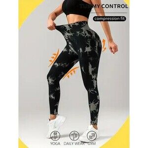 Sz *Medium* Unbranded Boutique Tie Dye Ruched Scrunch Butt Booty Leggings NWOT